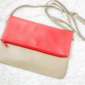 NEW Red and Tan Fabric Purse